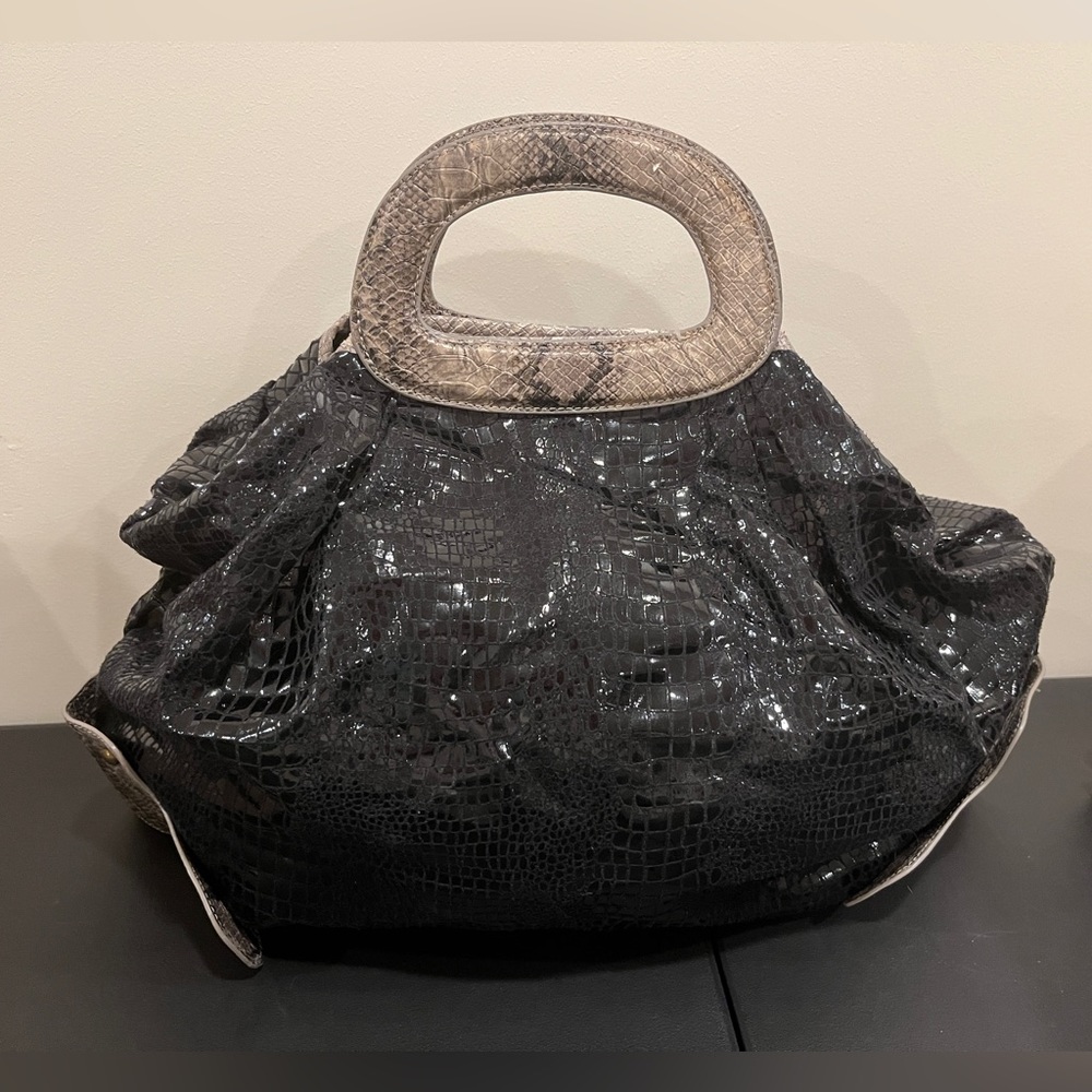 Snake Skin Purse with Loose material Leather Handles